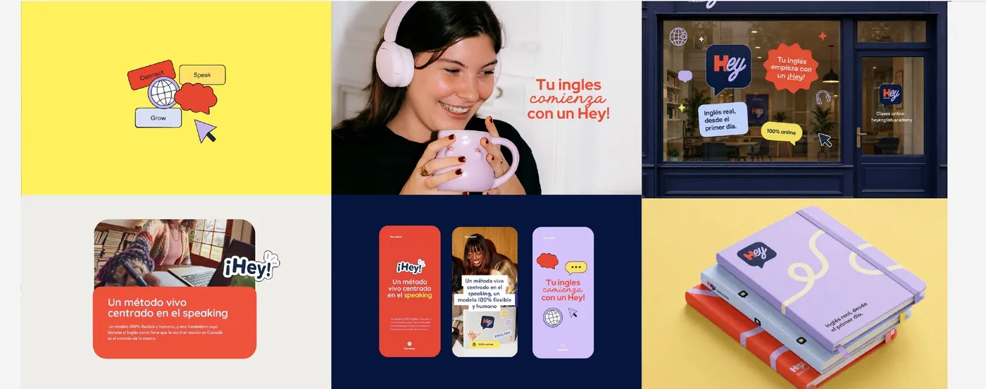 Identidad visual de Hey English, lámina 1